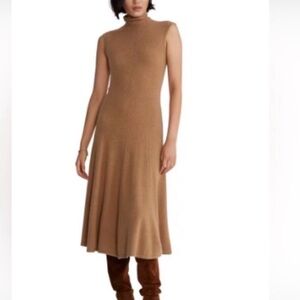 Ralph Lauren cashmere Dress Fit & Flair camel NEW stretchy luxurious women’s XL